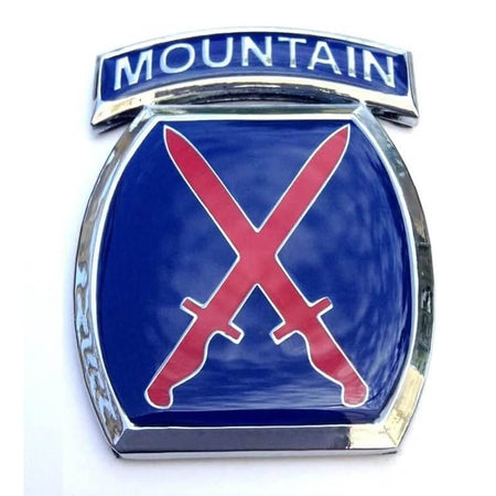 10th Mountain Division Metal Decal by Auto Medals in Blue