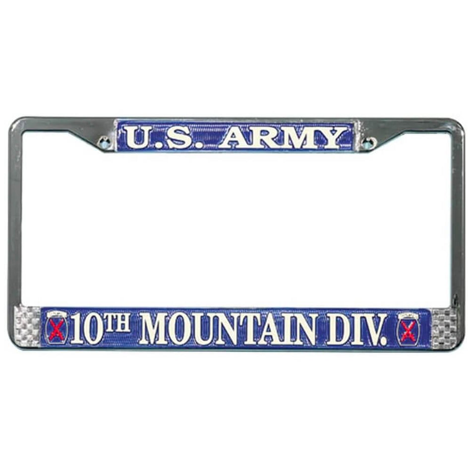 10th Mountain Division Chrome License Plate Frame