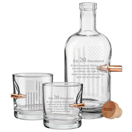 2nd Amendment Glasses With Embedded Bullet Decanter Bourbon Glass Set