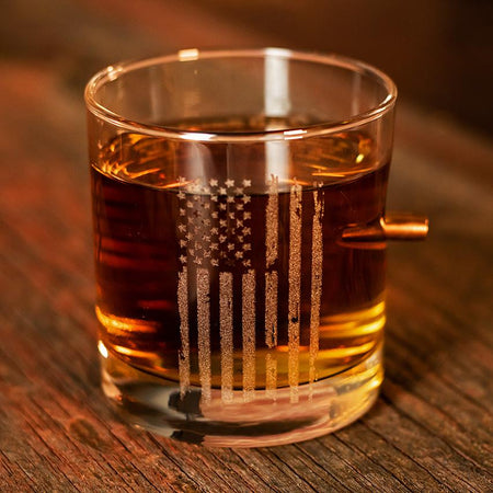 2nd Amendment Glasses With Embedded Bullet With Flag