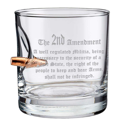 2nd Amendment Bourbon Glass With Embedded Bullet