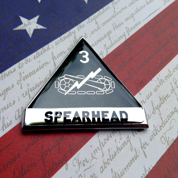 Black Chrome 3rd Armored Division "Spearhead" Metal Car or Truck Decal