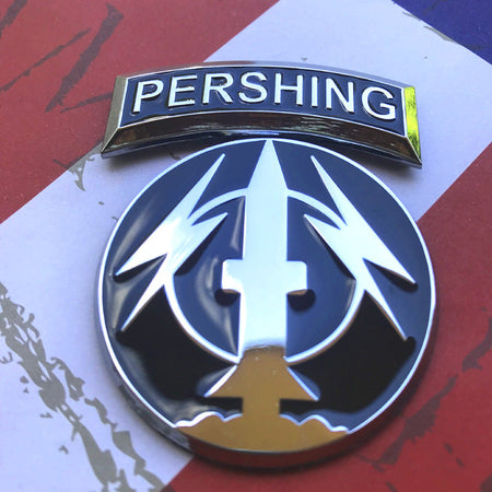 Black Chrome 56th Field Artillery Command - Pershing - Metal Car Decal