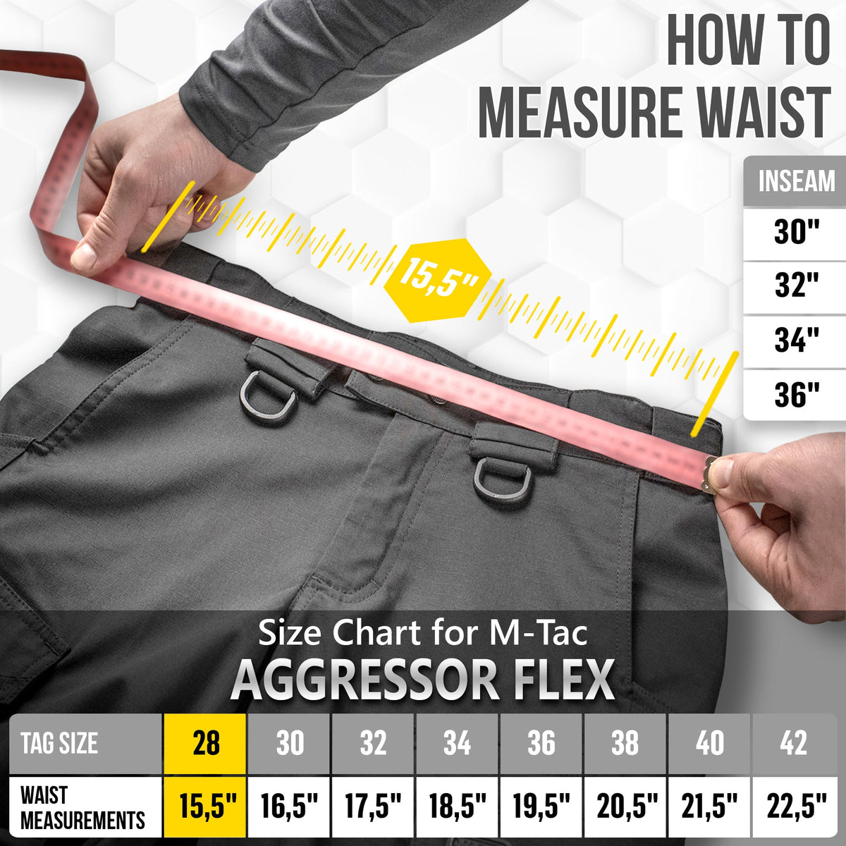 M-Tac Tactical Pants Aggressor Gen II Flex Sizing Guide