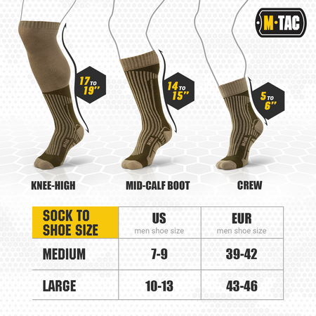 M-Tac Military Mid Calf Socks Sizing Guide