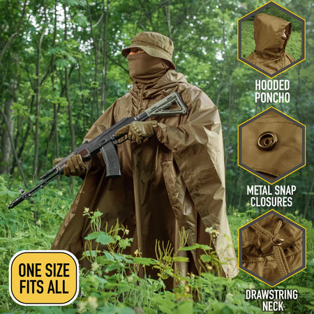 M-Tac Waterproof Poncho in Coyote Brown