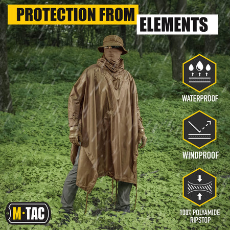 Windproof Coyote M-Tac Waterproof Poncho