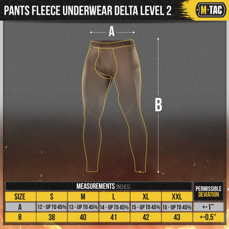 M-Tac ECWCS Pants Fleece Underwear Delta Level 2 Sizing Guide