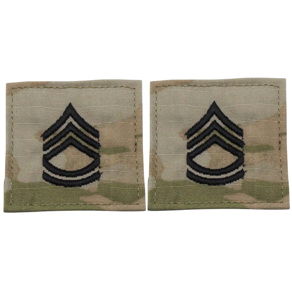 SFC Sergeant First Class Army Rank OCP Patch With Hook Fastener - Pair