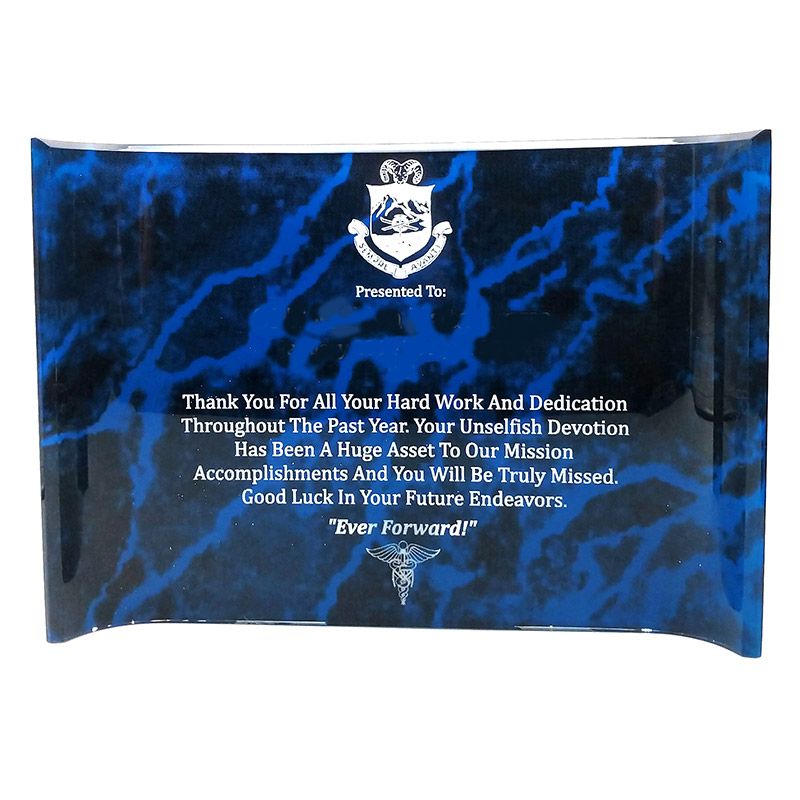 Blue Custom Curved  Marbleized Acrylic Plaques