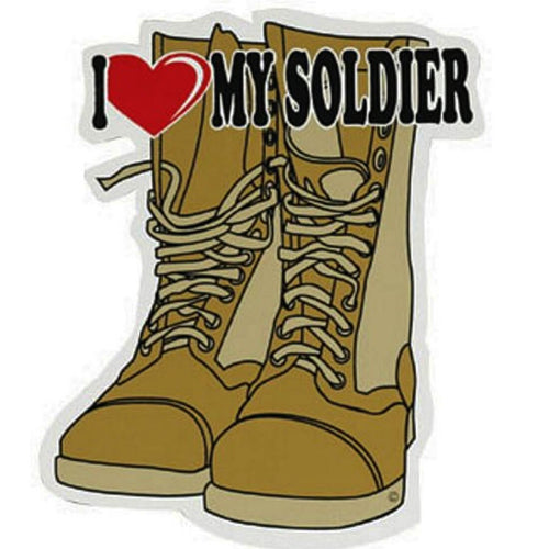 I Love My Soldier Combat Boots Auto Magnet