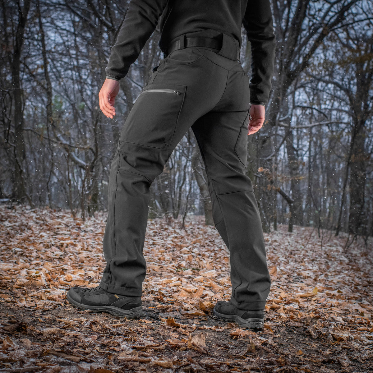 Black M-Tac Pants Soft Shell Winter Rear View