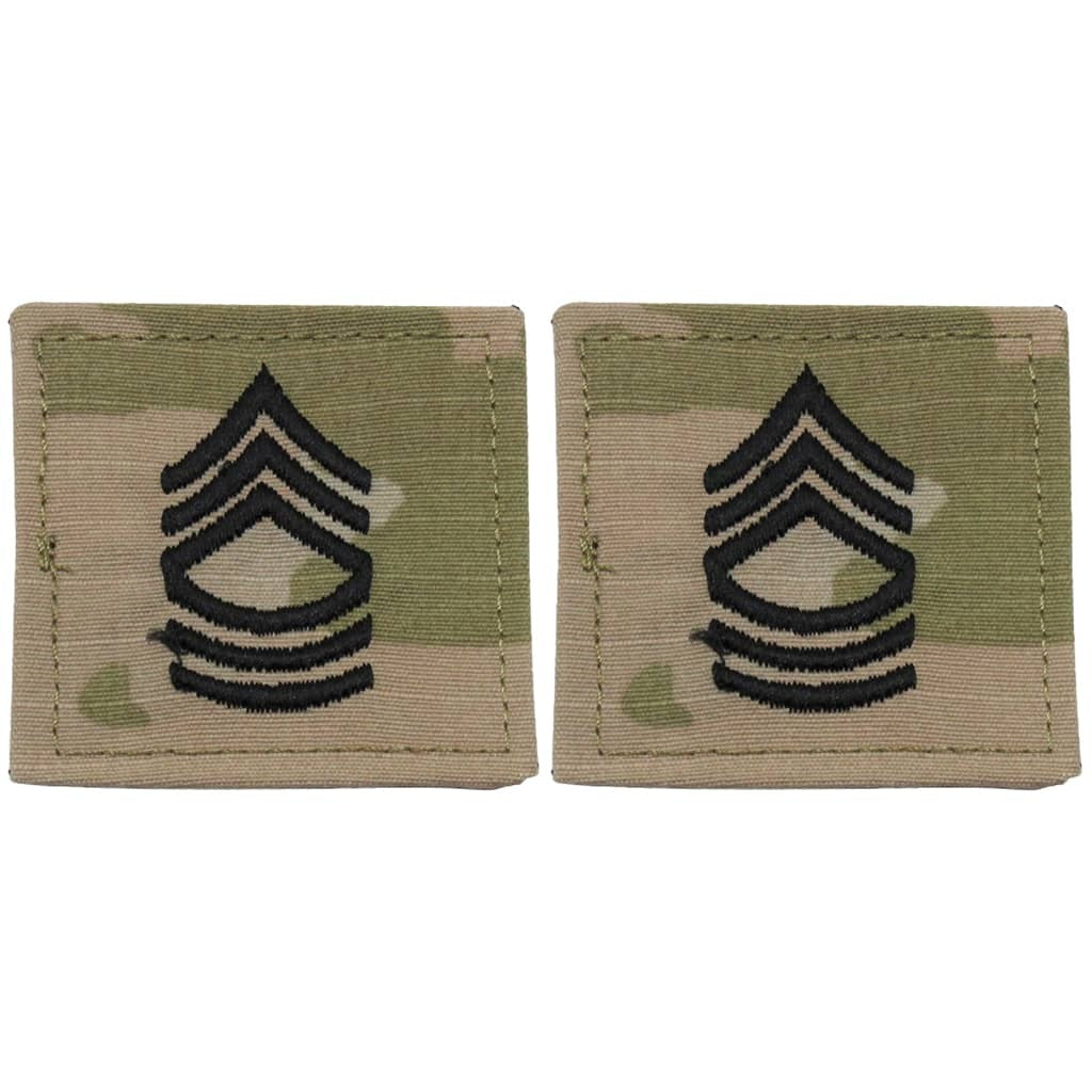 MSG Master Sergeant Rank OCP Patch With Hook Fastener - Pair