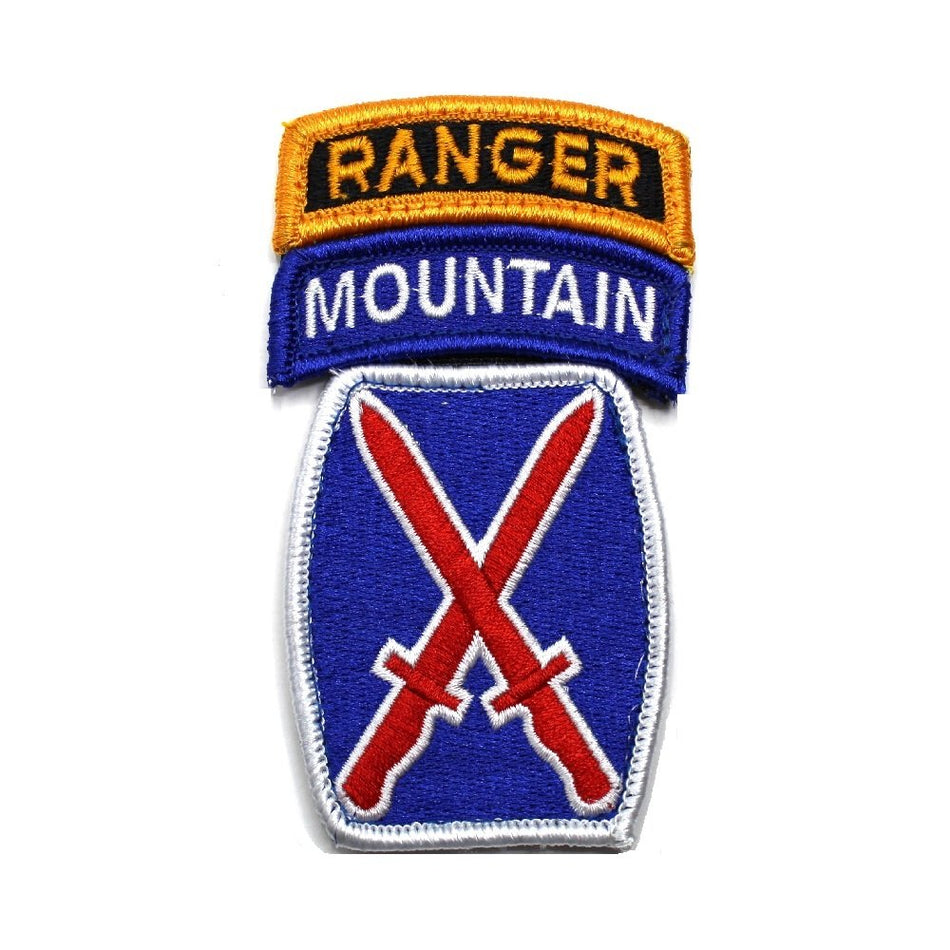 10th Mountain Division Mountain and Ranger Tab Connected Color Patch