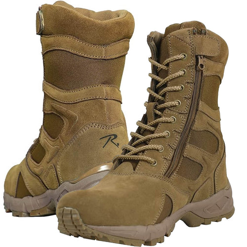 Rothco Coyote Brown Forced Entry Deployment Boots With Side Zipper - 8 Inch