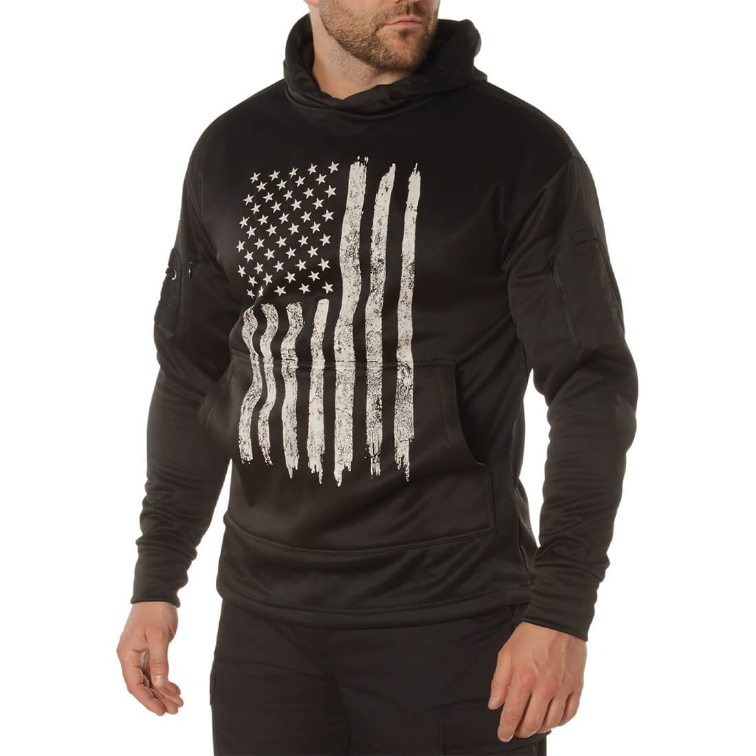 Black Rothco Concealed Carry U.S. Flag Hoodie