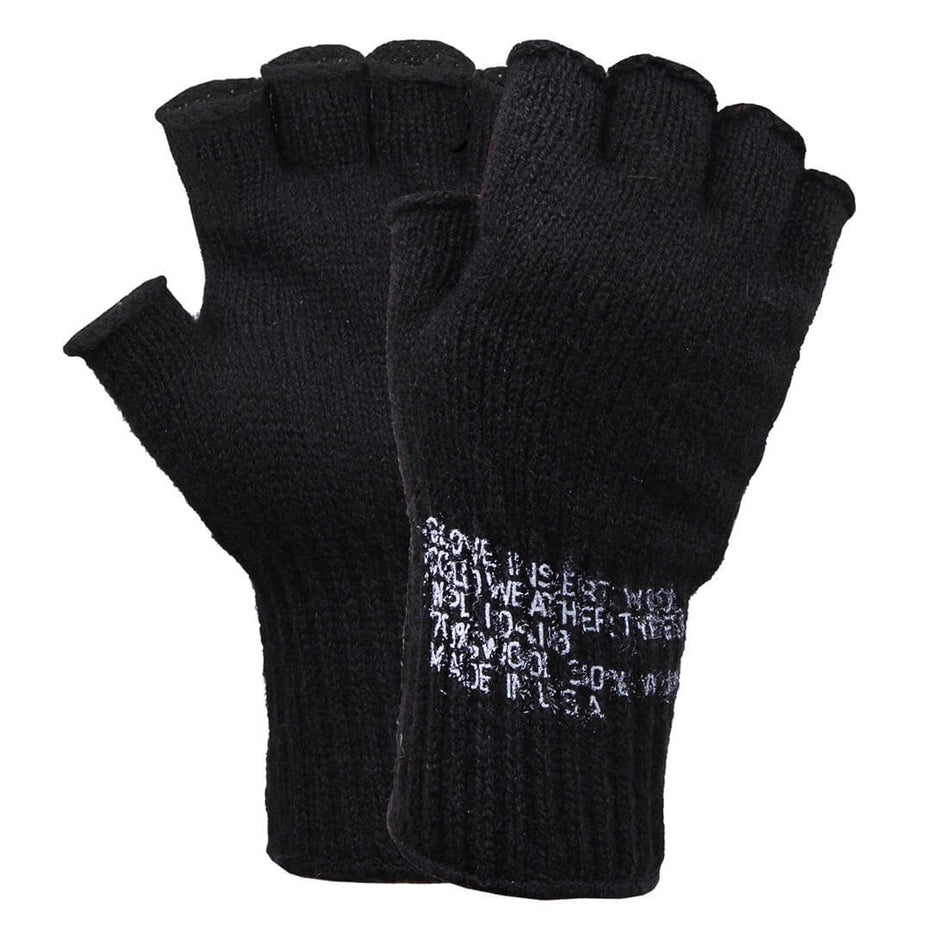 Black Rothco Fingerless Wool Gloves