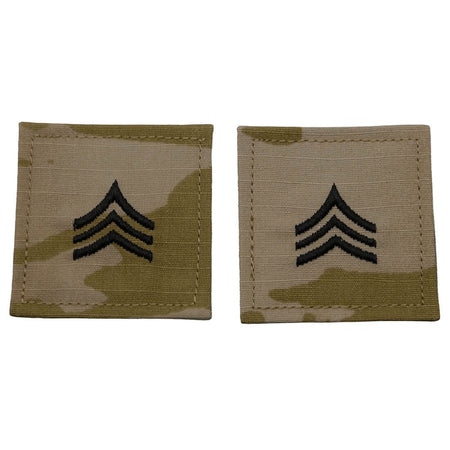 Army Rank SGT Sergeant Rank OCP Patch 2x2 Hook & Loop - Pair