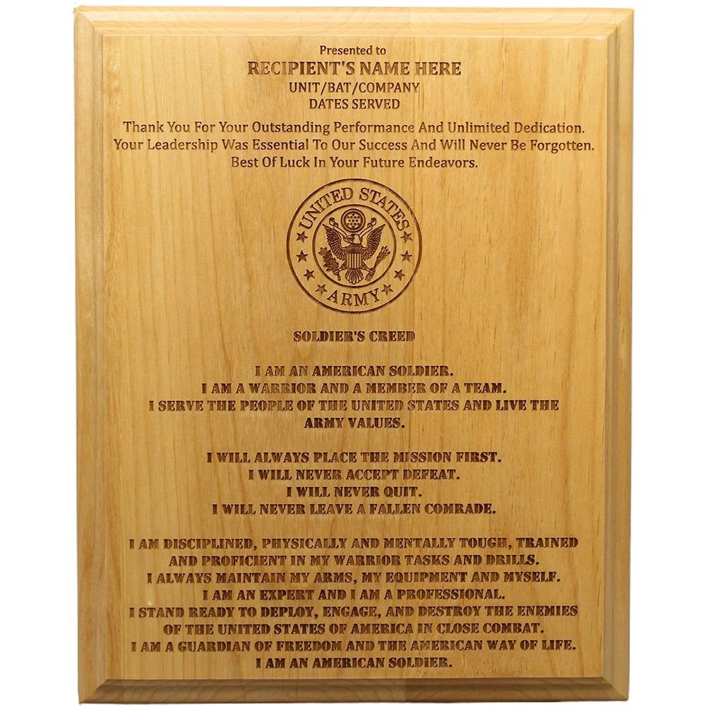 Army Retirement Wood Plaque with Personalized Text 8 x 10