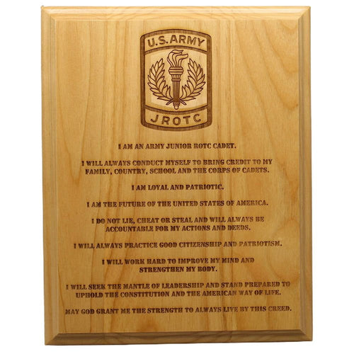 JROTC Cadet Creed Wood Plaque with Personalized Text - 8" X 10"