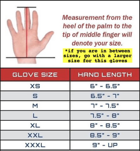 Agent Gloves 2.0 Elite Sizing Chart