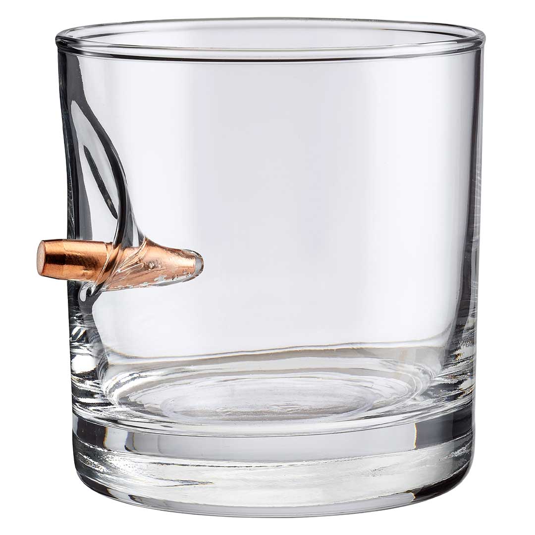 BenShot Rocks Glass - 11oz With Real Embedded Bullet