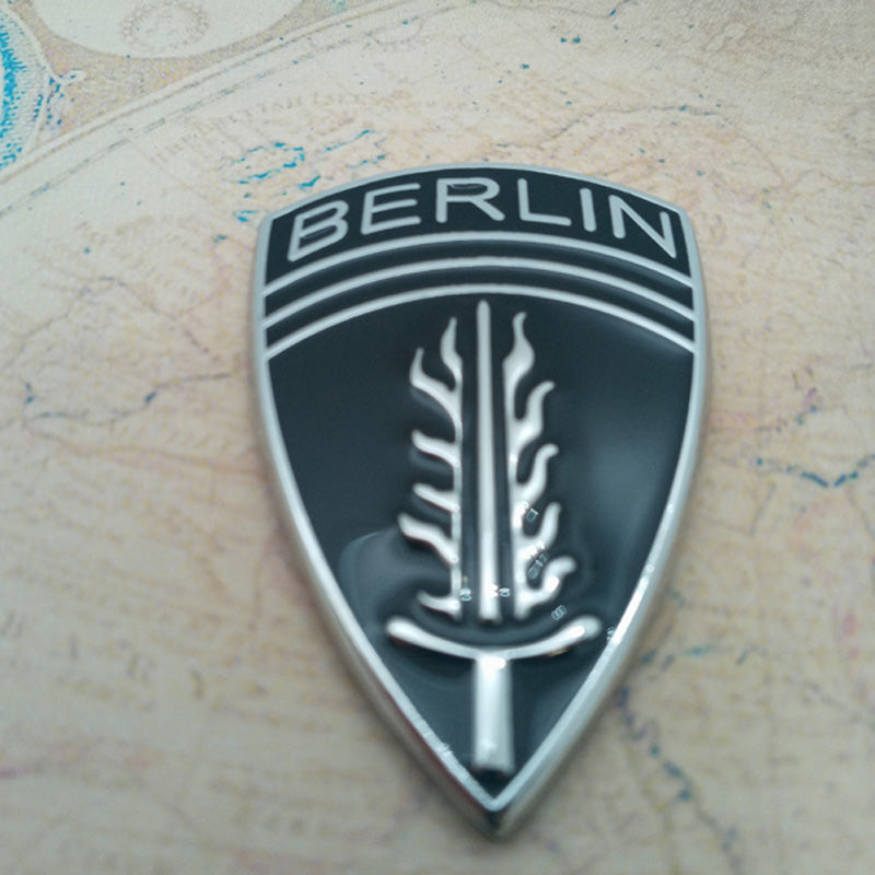 The Berlin Brigade Metal Car Decal in Black Chrome