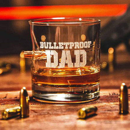 Bulletproof Dad Bourbon Glass With Embedded Bullet