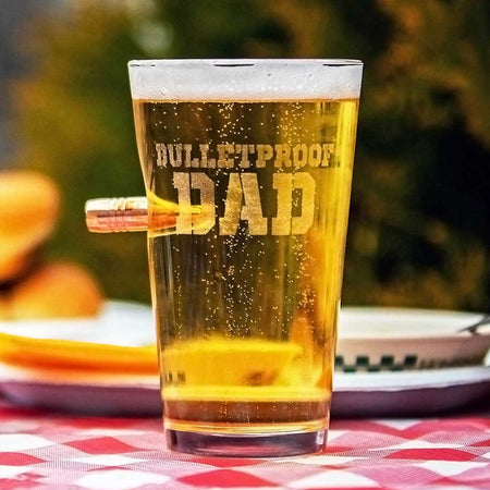 Bulletproof Dad Pint Glass With Embedded Bullet