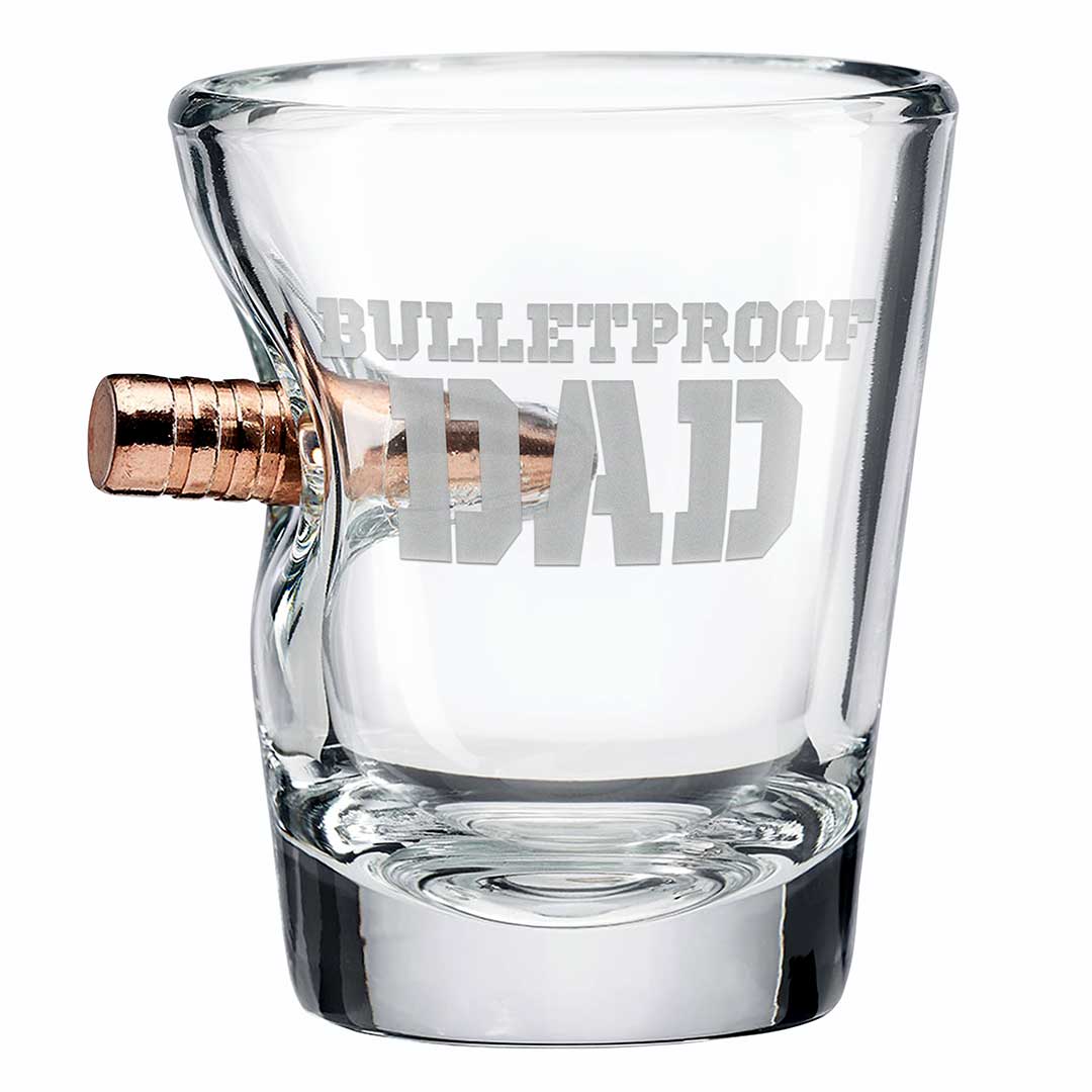 Bulletproof Dad Shot Glass With Embedded Bullet