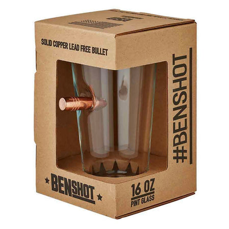 Bulletproof Dad Pint Glass With Embedded Bullet in Package