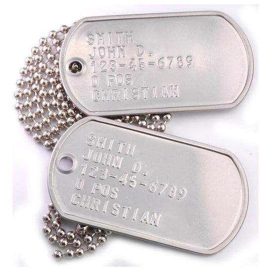 Custom Embossed Dog Tags Set All Branches Standard Military Issue ...