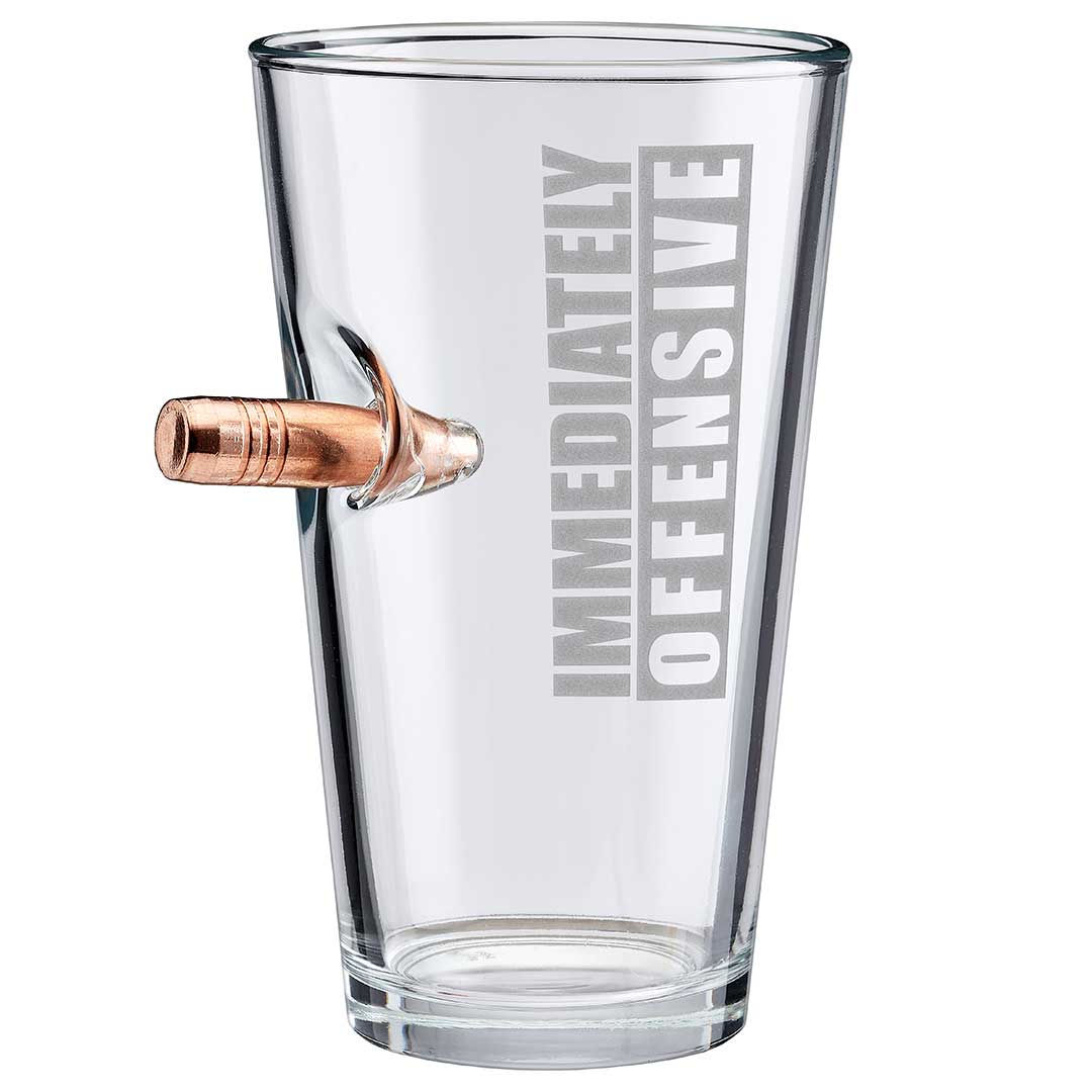 Immediately Offensive Embedded Bullet Pint Glass