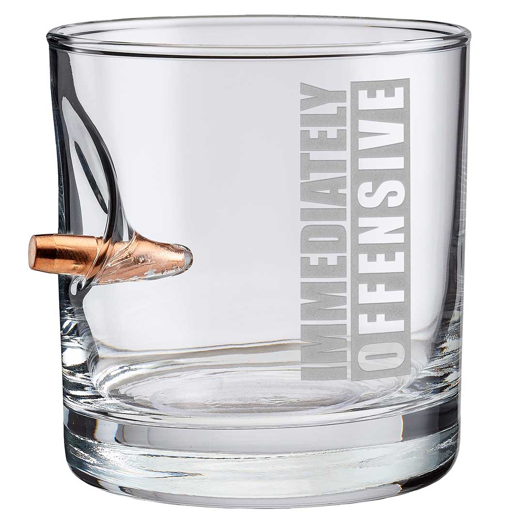 Immediately Offensive Embedded Bullet Whiskey Glass