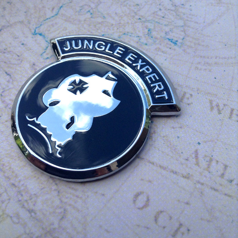 Jungle Expert Badge Metal Car Decal Black Chrome