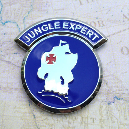 Jungle Expert Badge Metal Car Decal Blue