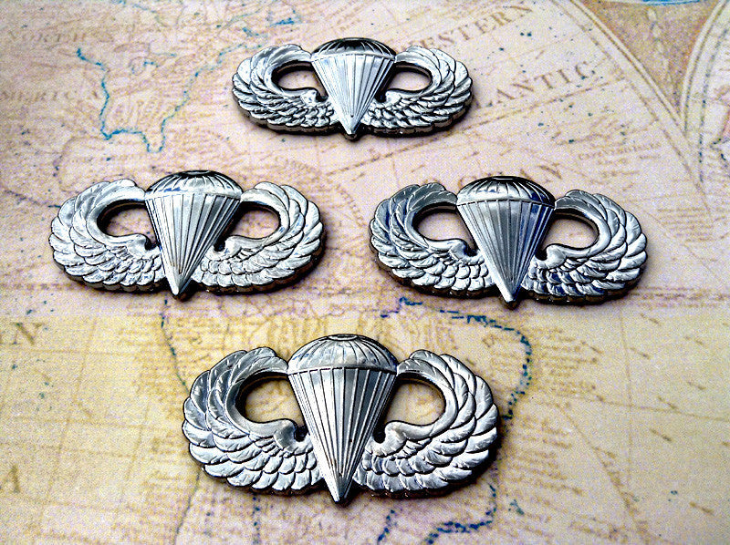 Parachutist Badge Metal Car Decal Jump Wings