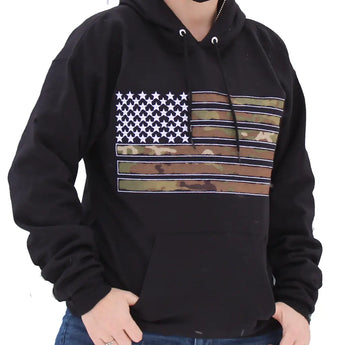 Camo hoodie with american flag shop