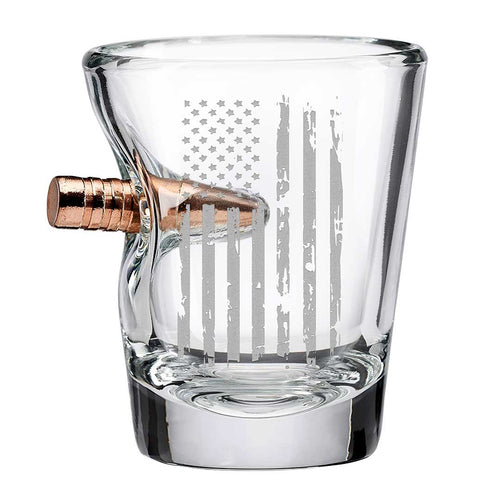 Patriotic Shot Glass with Projectile - 2oz