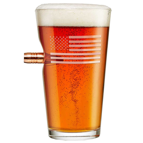 US Flag Pint Glass With Projectile - 16oz