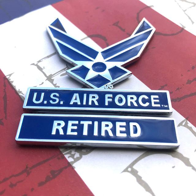 US Air Force Metal Car or Truck Decal Retired Tab Added