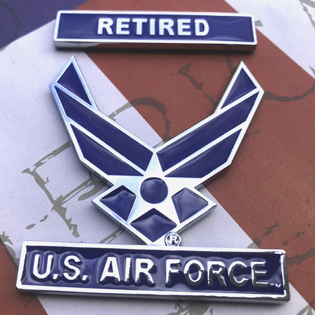 US Air Force Metal Car or Truck Decal Retired